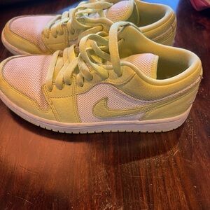 Nike greenish yellow and White Low-Top Sneakers